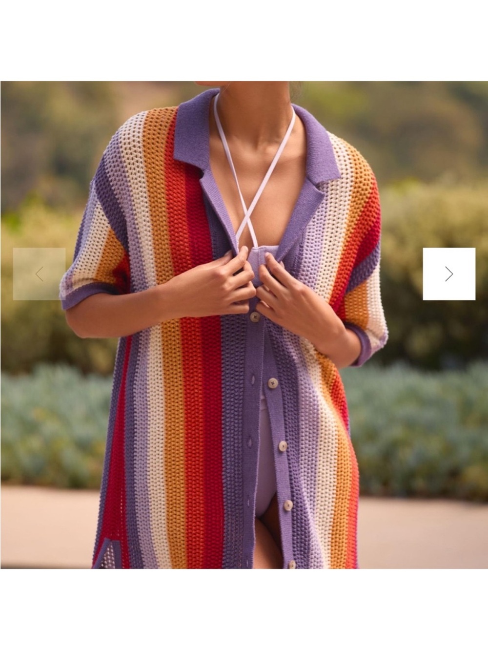 By Anthropologie Knit Surf Shirt purple red open knit size small beach summer
